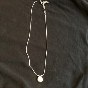 Vintage Silver Tone 16" Serpentine Chain with Faux Pearl Pendant